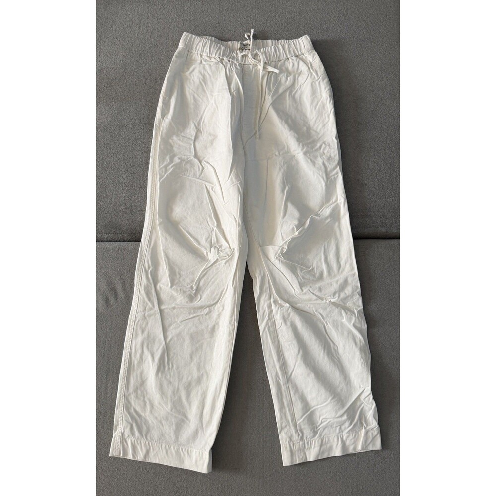House of CB Luna Cargo Trousers Womens Size S White Wide Leg Cotton Drawstring
